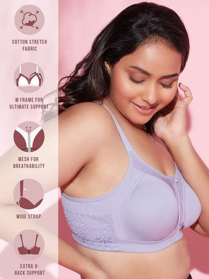 Nykd (Nyb101) Cotton Non Padded & Non Wired Everyday Bra For Women | M-Frame Structure For Bounce Control With Full Coverage & S