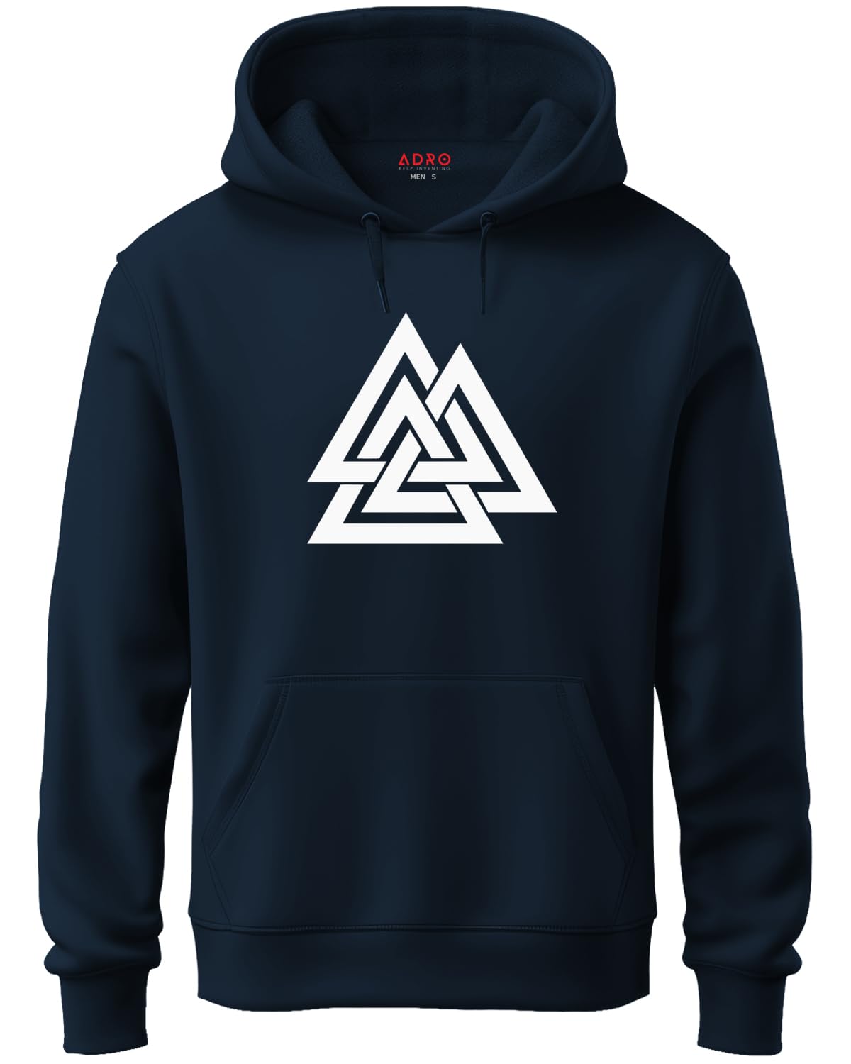 ADRO Men's Cotton Neck Hooded Sweatshirt (H21-M-TKT-NB_Navy)