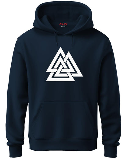 ADRO Men's Cotton Neck Hooded Sweatshirt (H21-M-TKT-NB_Navy)