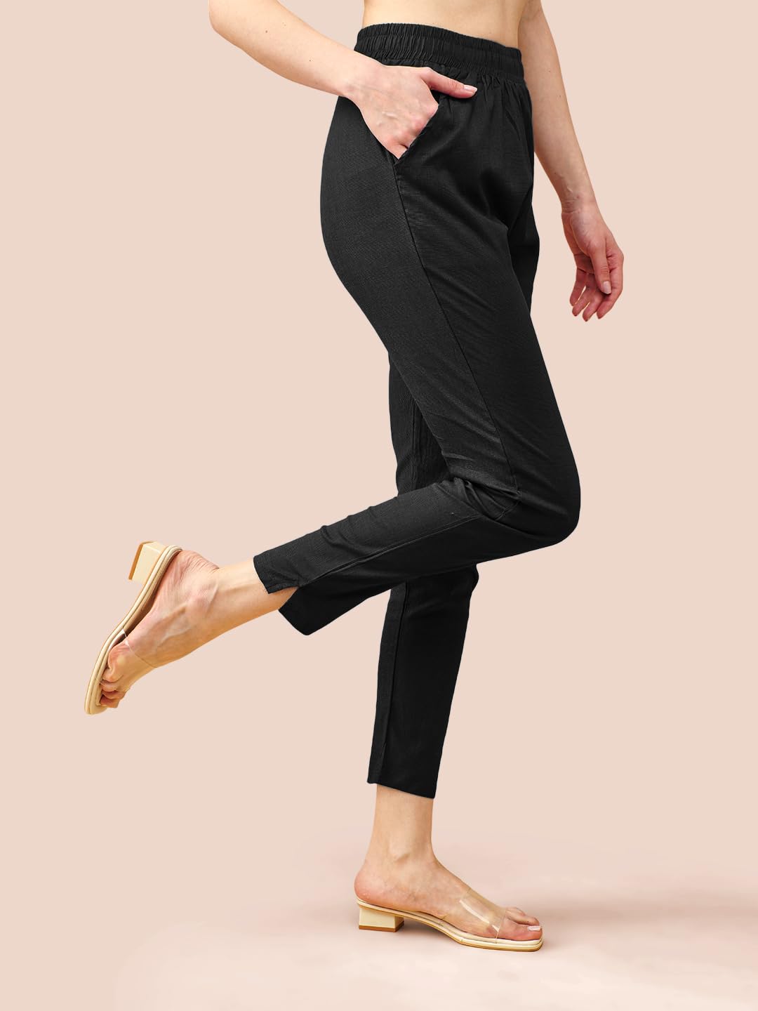Lyra Cotton Pant For Women  Stylish & Comfortable Slub Cotton Blend With Lycra | Plus Fit | Cross Pocket Design | Color Lock Tec