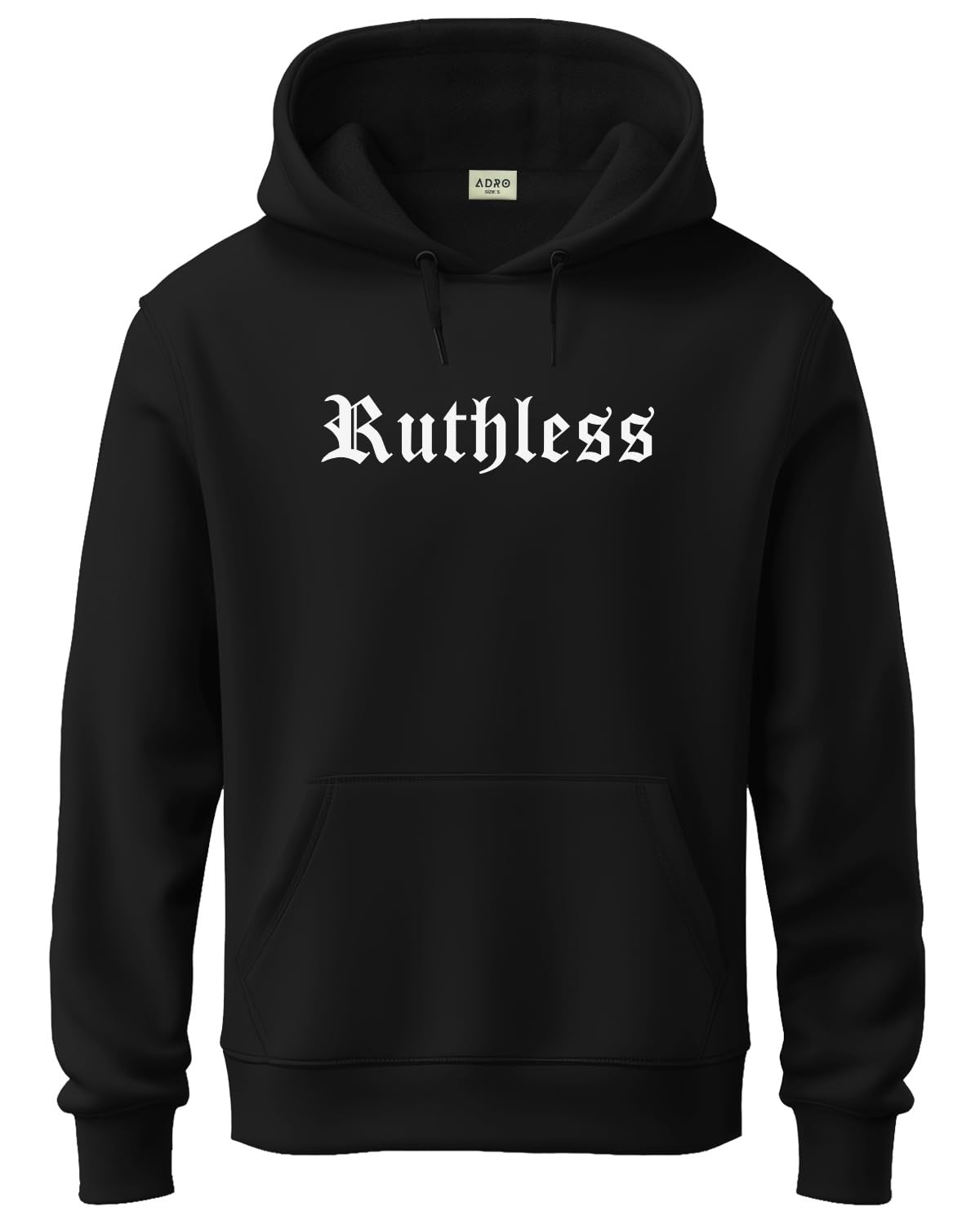 ADRO Men's Cotton Neck Hooded Sweatshirt (H24-RUTH-BL_Black