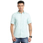 Turtle Men Sky Blue Excel Linen Printed Slim Fit Casual Shirts