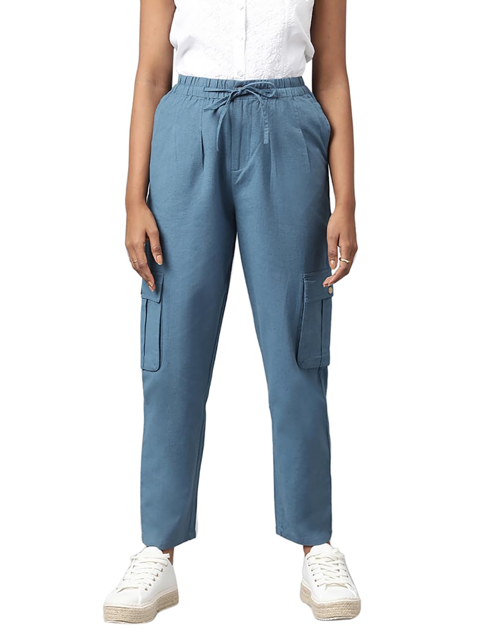 Fabindia Women Linen Flax Elasticated Pant Cotton_Xs Black