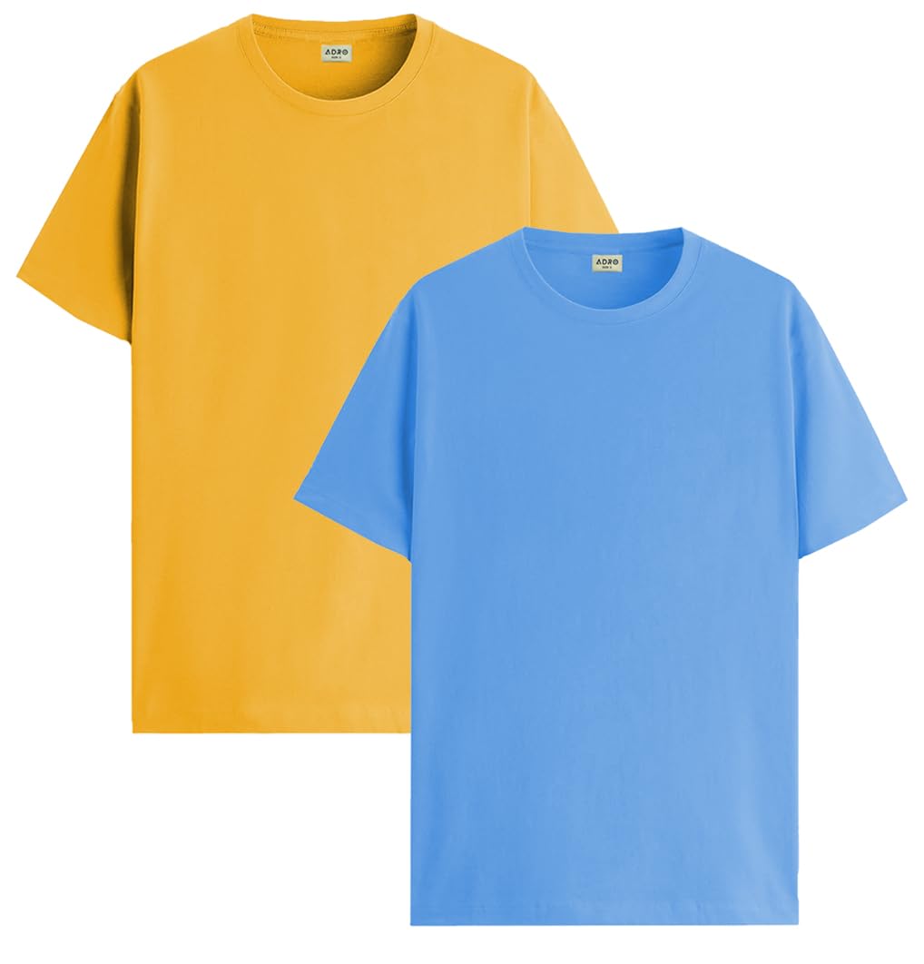 ADRO Men's Solid Regular Fit T-Shirt (RCM2-PLN)