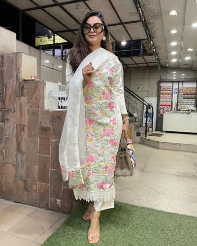 ANNI DESIGNER Women's Rayon Floral Straight Kurta with Pant & Dupatta