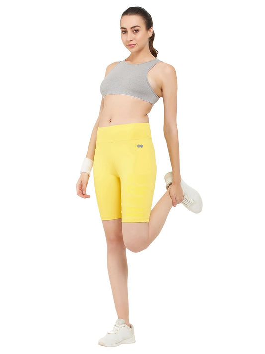 Clovia Womens Snug Fit High-Rise Active Shorts (AB0055P02_Yellow_XXL)