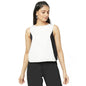 Fabindia Women Cotton Linen Black-White Colorblock Round Neck Slim Fit Top