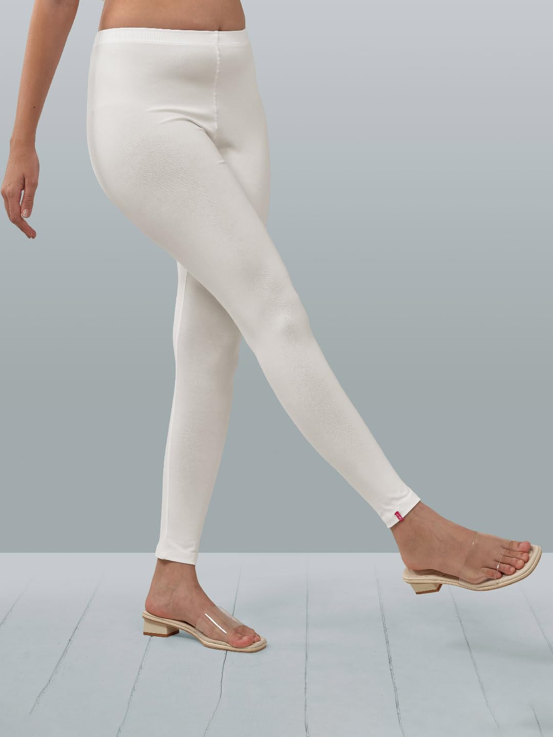 Lyra Women Solid Premium Cotton Ankle Length Leggings | Mid-Waist | Fashionwear White