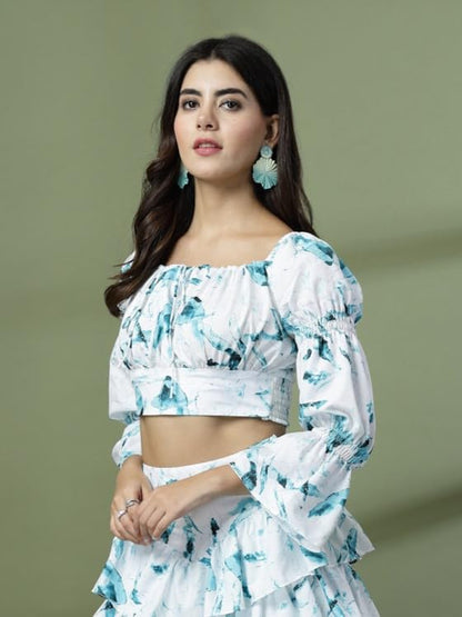 OOMPH! Full Sleeve Crop Top, Blue, mt865