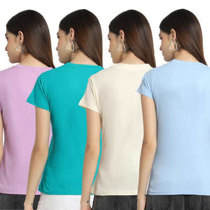 Preneum Womens Cotton Regular Fit Latest Graphic Stylish Printed Short Sleeves Casual T-Shirt || Trendy Design & Stylish (Pack