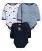 Bumzee Baby Boys Cotton Full Sleeves Bodysuit/Onesie/Leotard Navy & White - New Born (Peb11027A-Nbl)