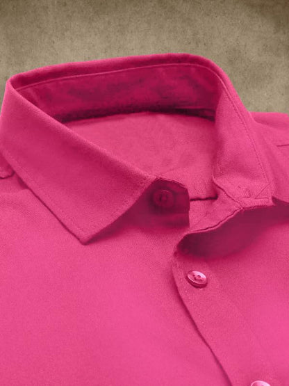 Pinkmint Men Cotton Soild Spread Collar Long Sleeve Shirt Formal Wear Pink