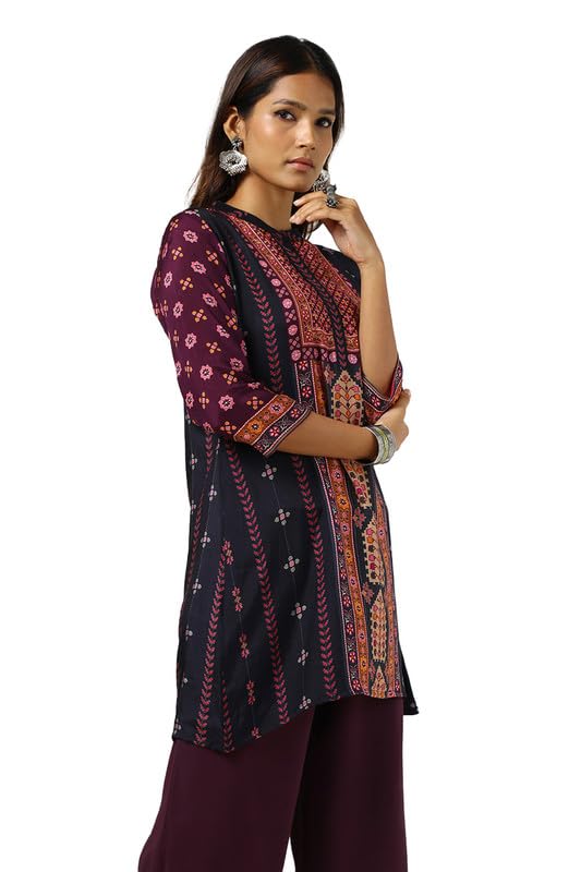 Soch Womens Black Viscose Muslin Ethnic Motifs Tunic