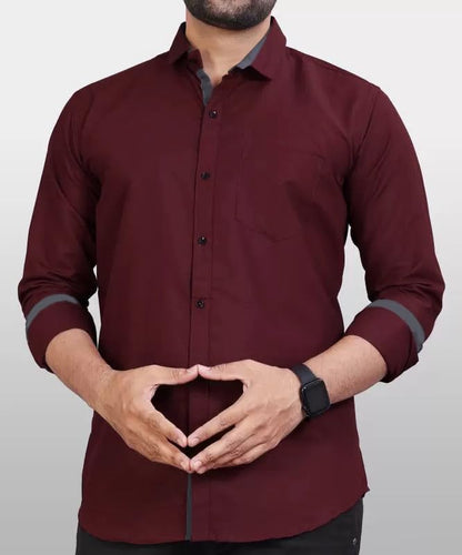 Tee Projekt Shirt for Men Cotton Spread Collar Long Sleeve Shirt Suitable for Event Formal Casual