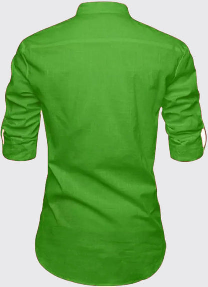 Deemoon MenS Full Sleeve Short Kurta Shirt With A Trendy Mandarin Collar Crafted From A Premium Cotton Blend For Comfort Ideal