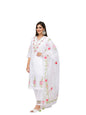 Ishin Thread Work Floral Design Schiffli Straight Kurta With Pants And Dupatta