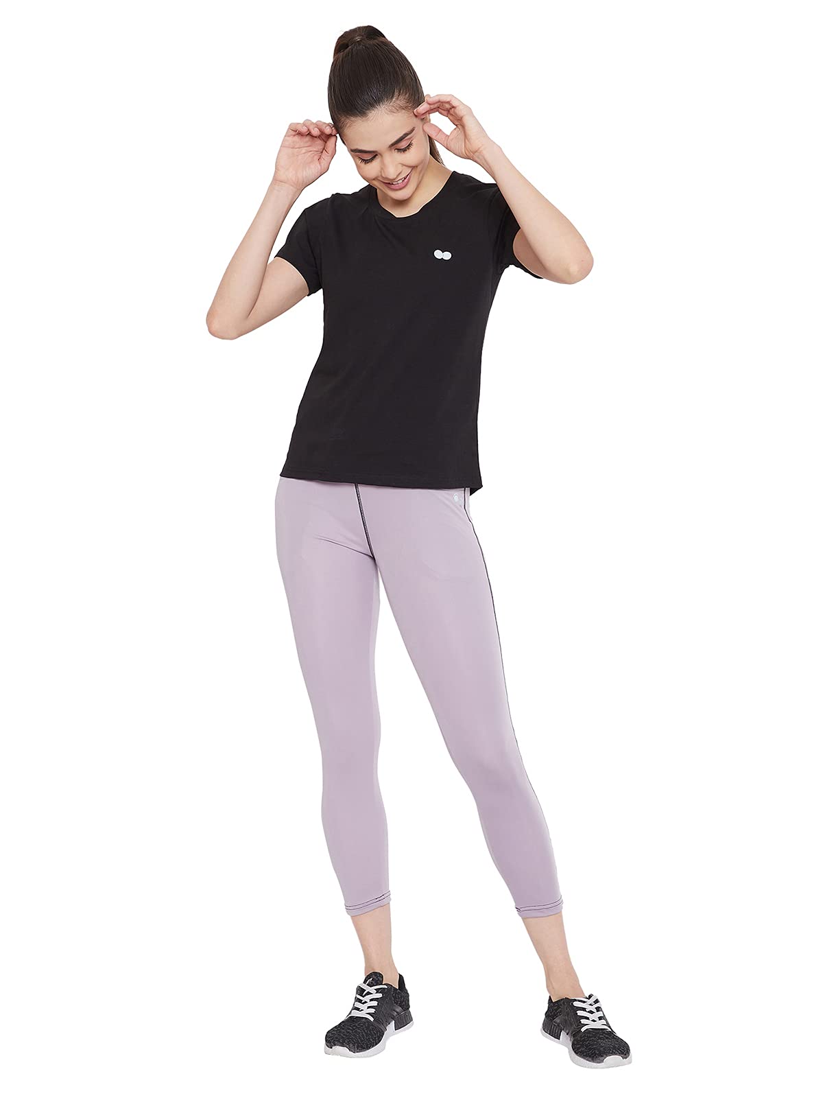 Clovia Womens Cotton Comfort Fit Active T-Shirt (AT0143P13_Black_M)