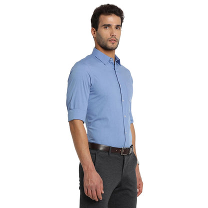 Turtle Men 100% Cotton Slim Fit Light Blue Solid Formal Shirt