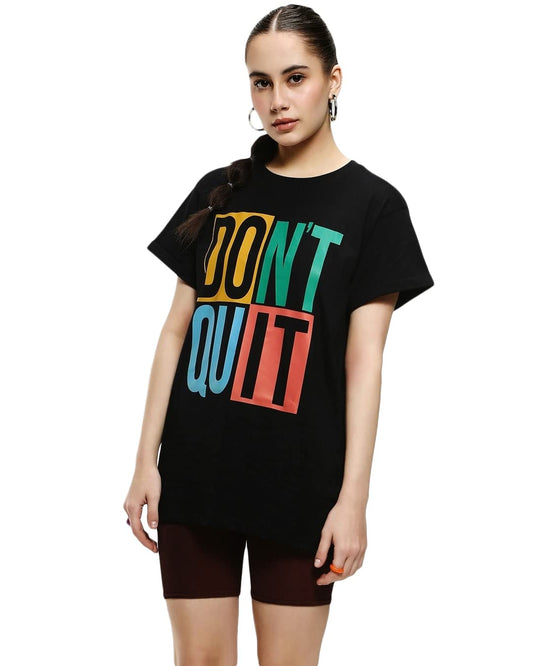 Bewakoof WomenS Typography 100% Cotton T-Shirt - Boyfriend Fit, Round Neck, Half Sleeves