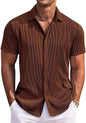 CB-COLEBROOK Mens Casual Shirts Short Sleeve Button Down Loose Fit Shirt for Men Wedding Beach Fashion Shirt (in, Alpha, L, Reg