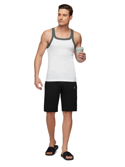 XYXX Mens Super Combed Cotton Square Neck Knitted Vest - High Moisture Absorbing Innerwear for Men with Anti-Bacterial Silver F