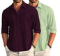 Deelmo Combo Of MenS Casual Button Down Shirts Long Sleeve Linen Shirt Fashion Textured Summer Shirts Pack Of 2