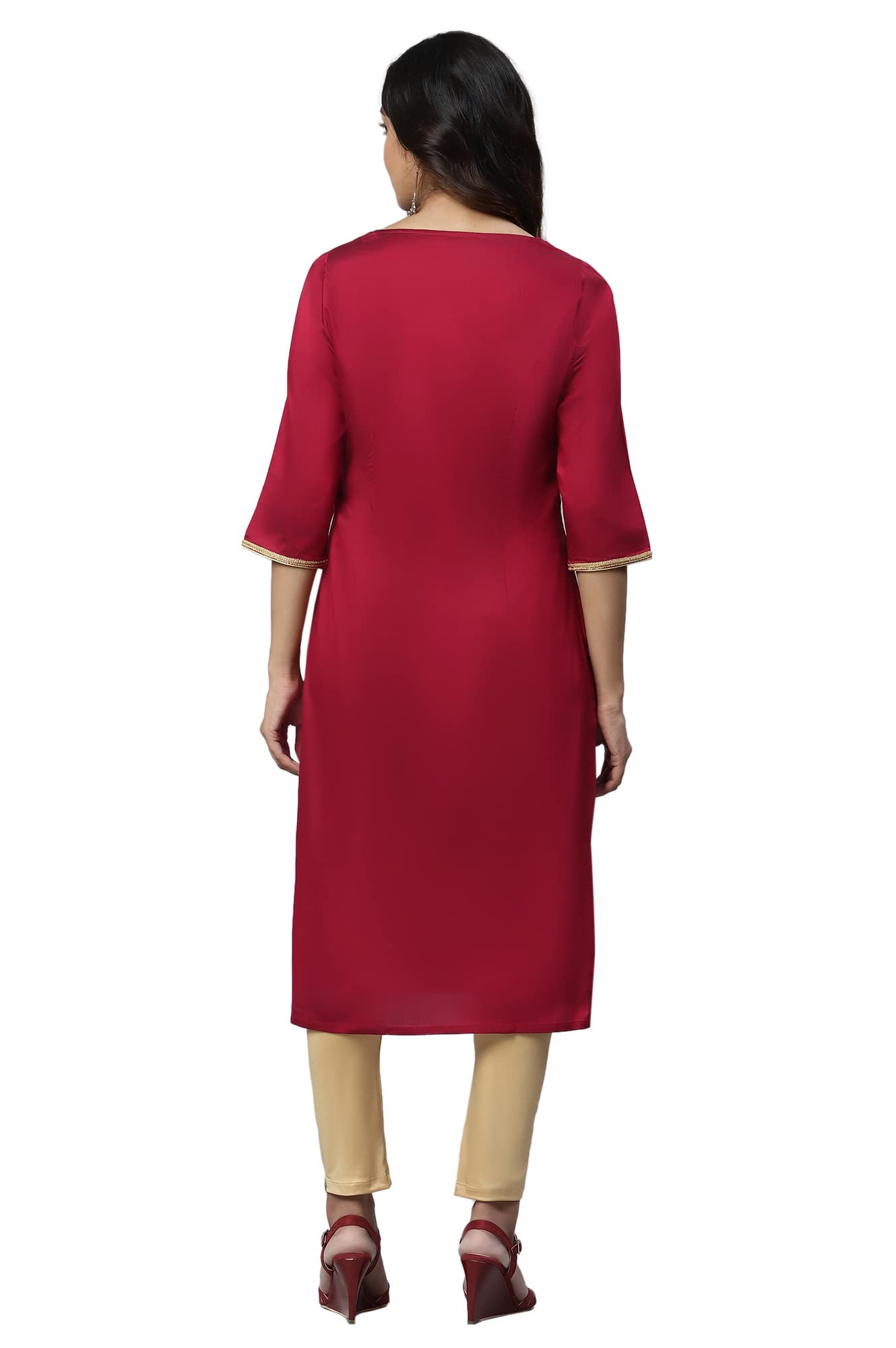 Aurelia Women Viscose Blend Straight Fit Solid Straight Kurta
