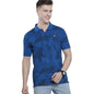 The Indian Garage Co Men Slim Fit Abstract Printed Polo Collar Tshirt Cobalt Blue