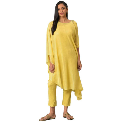 Aurelia Self-Design Yellow WomenS Kurta And Trousers Set