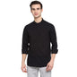 Turtle Men 100% Cotton Black Solid Slim Fit Formal Shirt