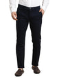 Turtle Men Blue Ultra Slim Fit Dobby Flat Front Cotton Stretch Casual Trouser