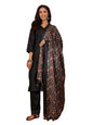 Varanga WomenS Black V-Neck Kurta Set With Ankle-Length Pants & Kalamkari Dupatta  Elegant Ethnic Wear For Festive & Casual Occ