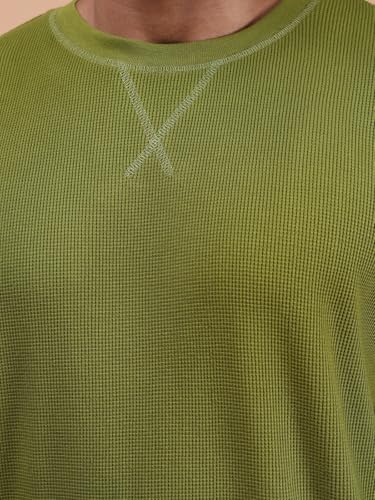 Colors Waffle Texture Full Sleeve T-Shirt for Men - 100% Cotton, Ribbed Crew Neck, Breathable Fabric, Enhanced Texture, Super St