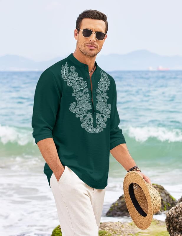 Finivo Fashion MenS Cotton Blend Short Kurta With Full Sleeves And Ethnic Neck Design | Casual Crinkle Texture Kurta With Mandar