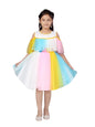 Aarika Girl's Polyester Fit and Flare Knee-Length Dress (JN_FK-21036_Multi Multicolour