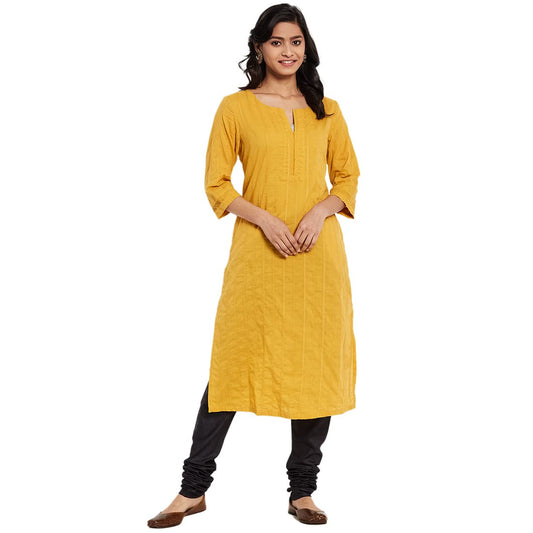 Fabindia Women Woven Long Kurta Cotton_Black