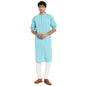 Fabindia Men Chikankari Jaal Long Kurta Cotton_S Blue