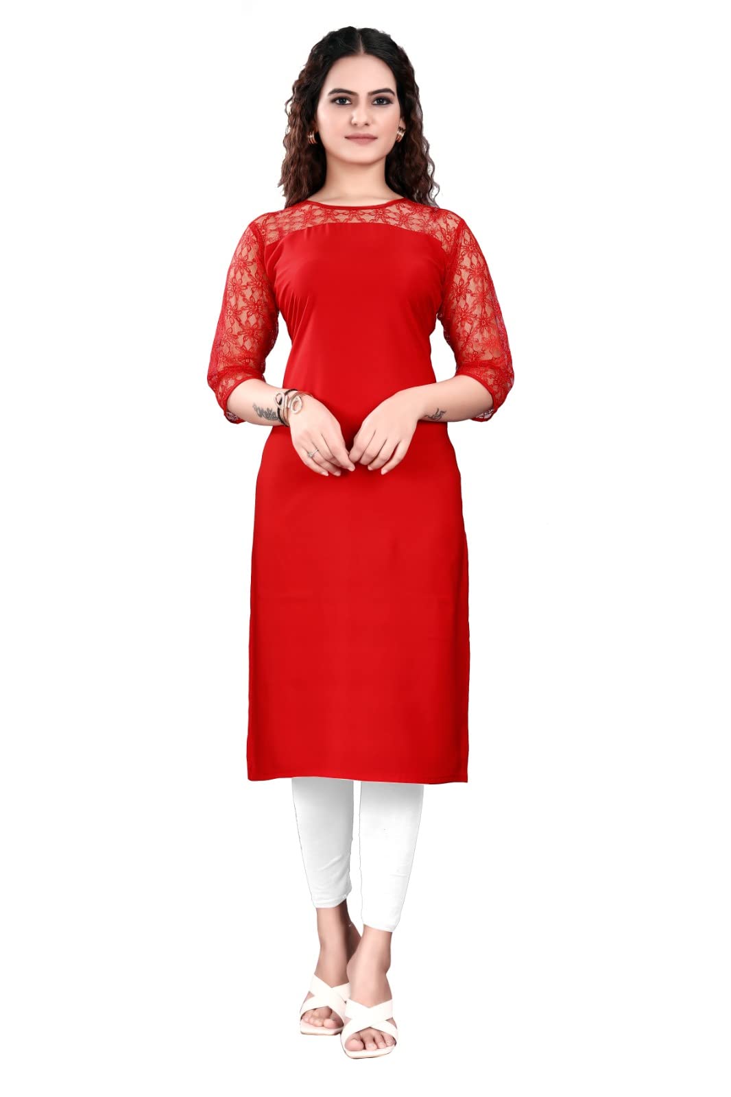 Gauri Laxmi Enterprise Women's Crepe Straight Kurti