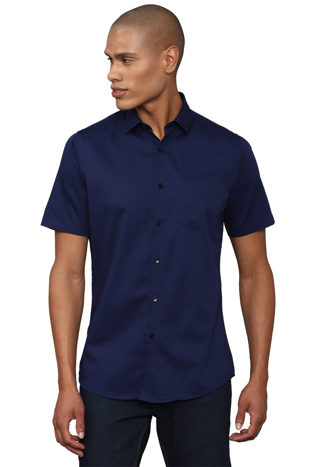 Allen Solly Men Slim Fit Solid Casual Short Sleeve Shirt