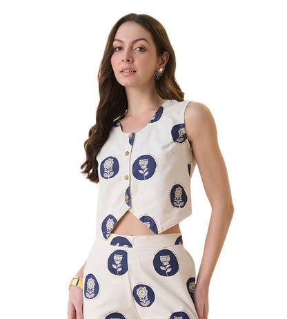 Stylum Womens Floral Printed Cotton Flex Peplum Top
