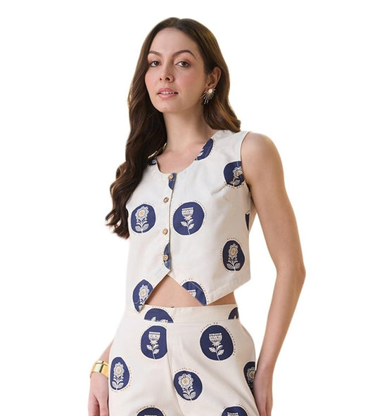 Stylum Womens Floral Printed Cotton Flex Peplum Top