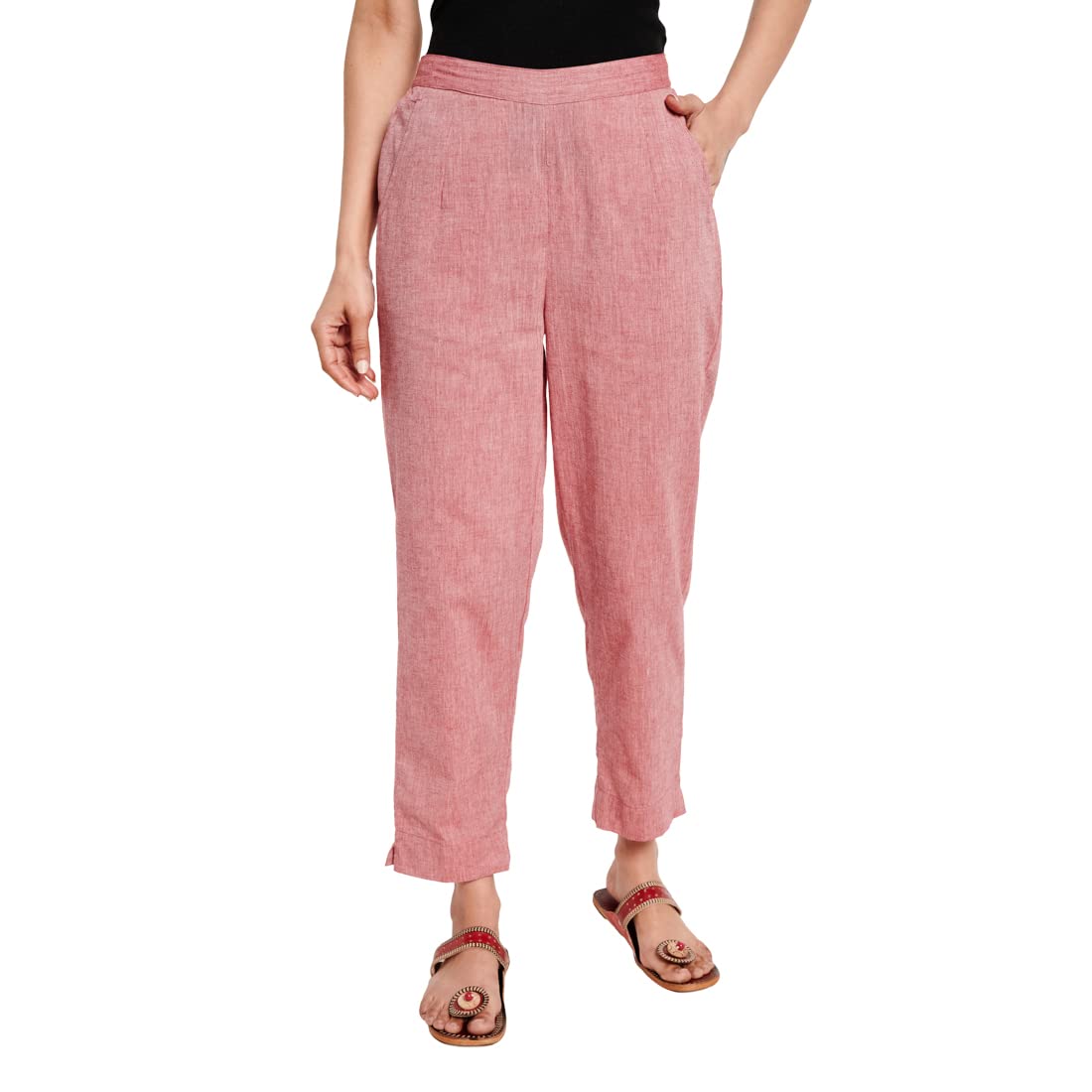 Fabindia Women Tapered Casual Pant Cotton_Xs Pink