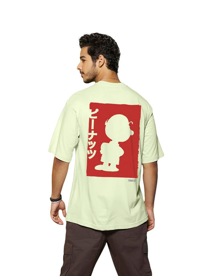 Bewakoof X Official Peanuts Merchandise Mens Graphic Printed Cotton Jersey T-Shirt - Oversized Fit, Round Neck, Half Sleeves Gr