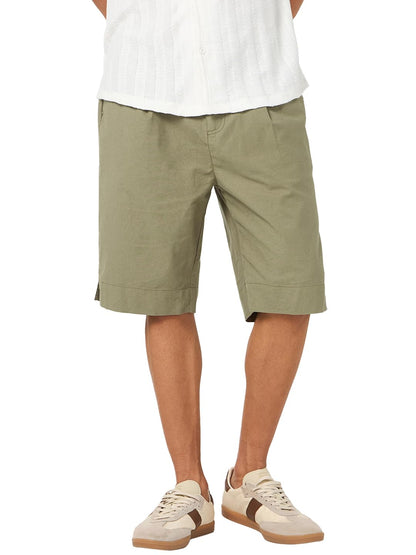 Bewakoof Mens Solid Oversized Fit Cotton Linen Blend Shorts_684293_Black_2XL