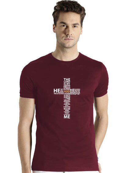 ADRO Men's God Cotton Printed Cotton T-Shirt (R21-M-GOD-MR_Maroon)