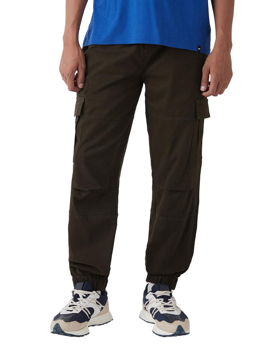 Bewakoof Mens Solid Oversized Fit Twill Joggers_648643_Brown_34