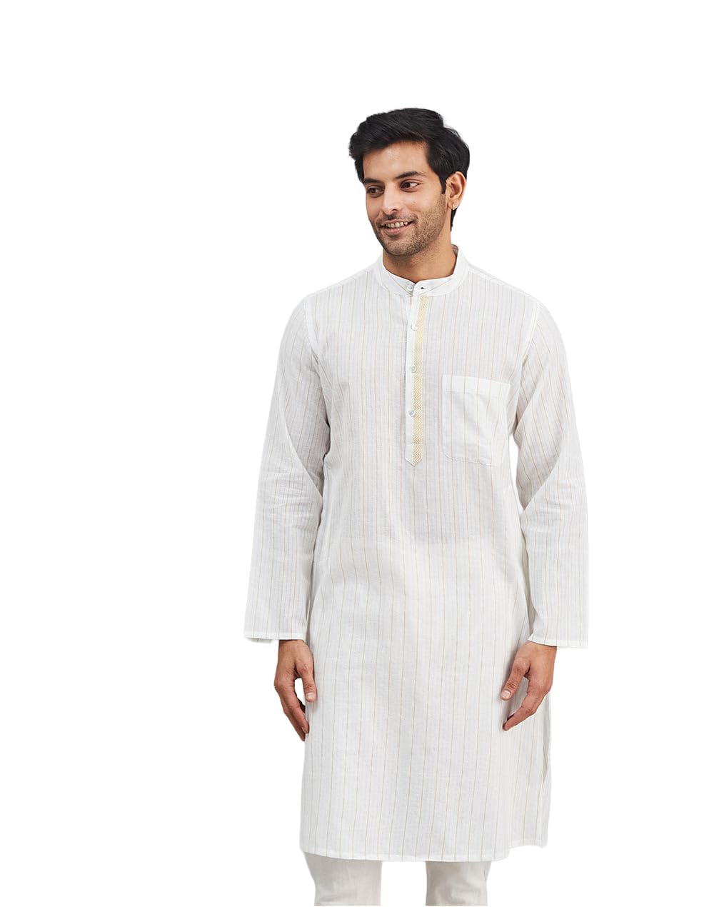 Fabindia Men's Natural Cotton Blend Long Kurta