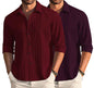 Deelmo Combo Of MenS Casual Button Down Shirts Long Sleeve Linen Shirt Fashion Textured Summer Shirts Pack Of 2