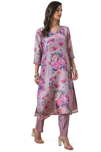 Soch Womens Tissue Kurta Set (EWA4KS10509A_Purple