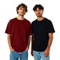 Nobero MenS Solid Oversized Fit T-Shirt (1M-Twrt-R0002_Black/Wine Red